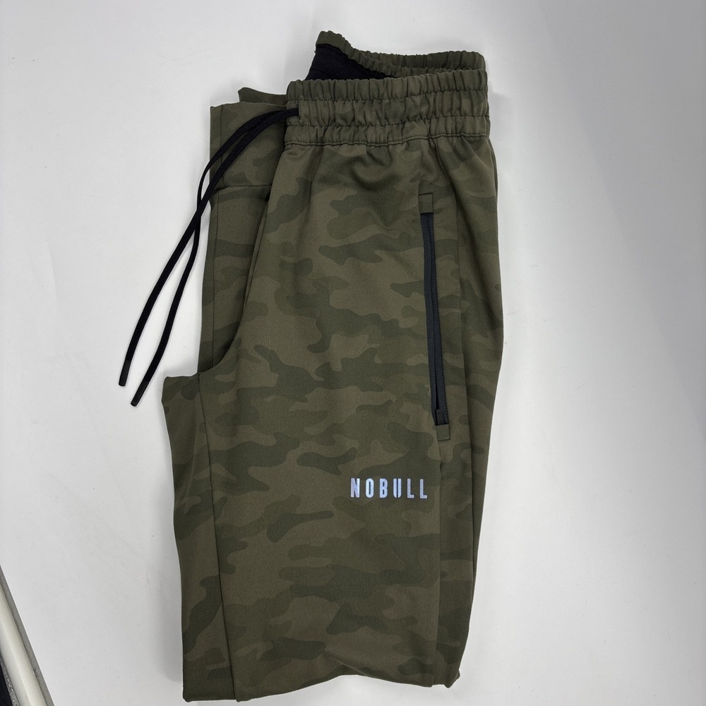 NOBULL Jogger Pants Size XS Green Camo Elastic Waist Zip Pockets Athletic